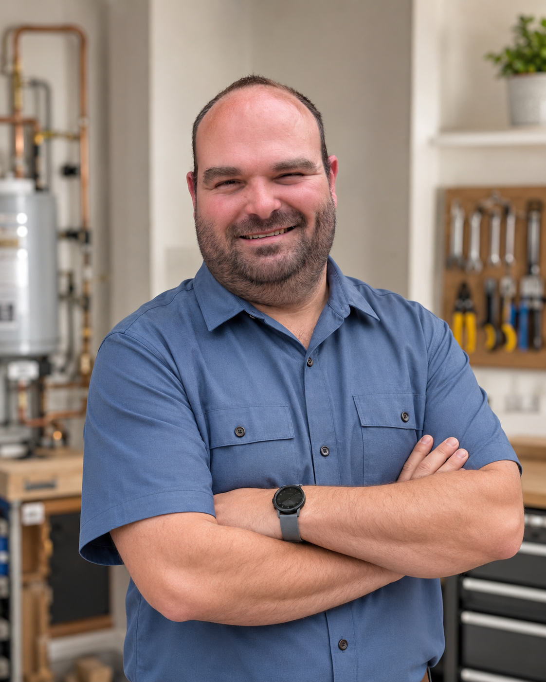 Eric, founder of Eric's Fix It All Service, in his workshop
